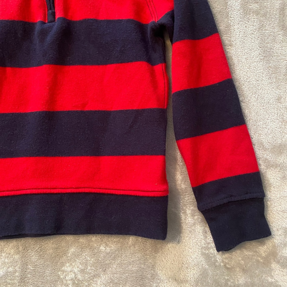 Polo Ralph Lauren Pullover Kids 3T Red Navy Blue Striped Quarter Zip Cotton Pony - Picture 3 of 8